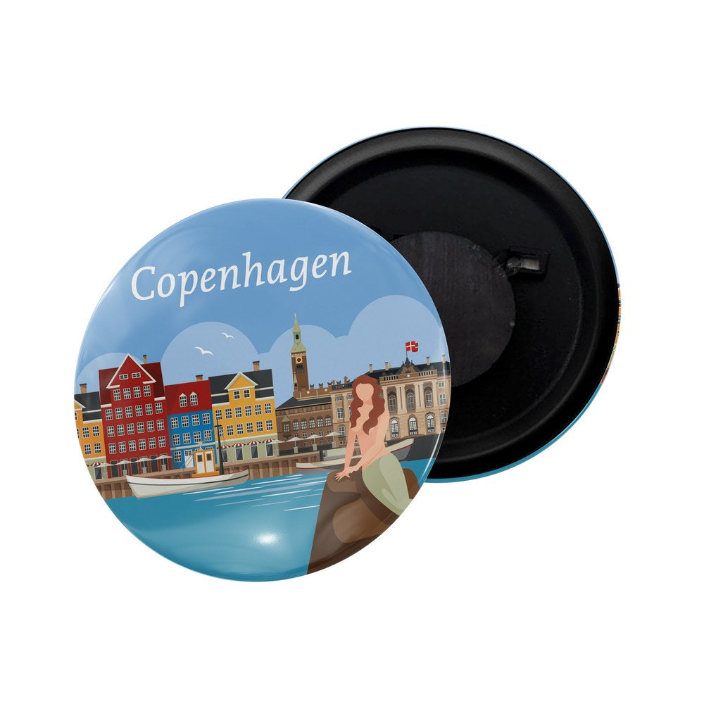 dhcrafts Fridge Magnet Multicolor Denmark Copenhagen Glossy Finish Design Pack of 1 (58mm)